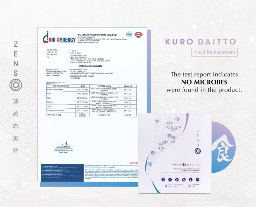 Zenso's No-Microbe Cerfificate